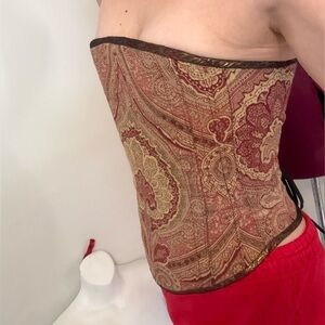 Renaissance costume Paisley Flat front Corset bodice 26-30 waist Valentine’s